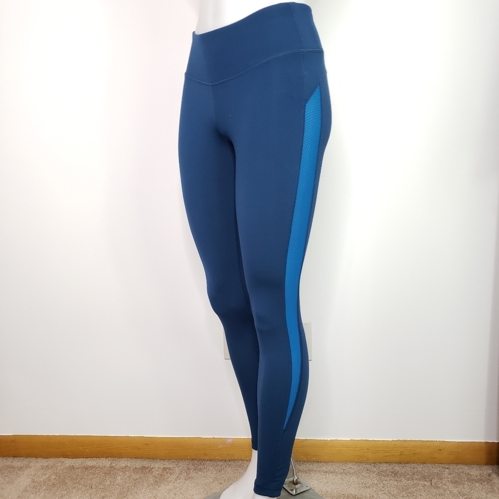 Old Navy athletic blue mesh panel compression tuxedo leggings